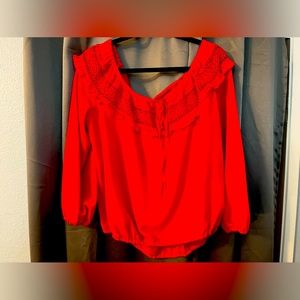 Bright Red Women’s blouse, size L. New York & Company/7th Avenue Design Studio.